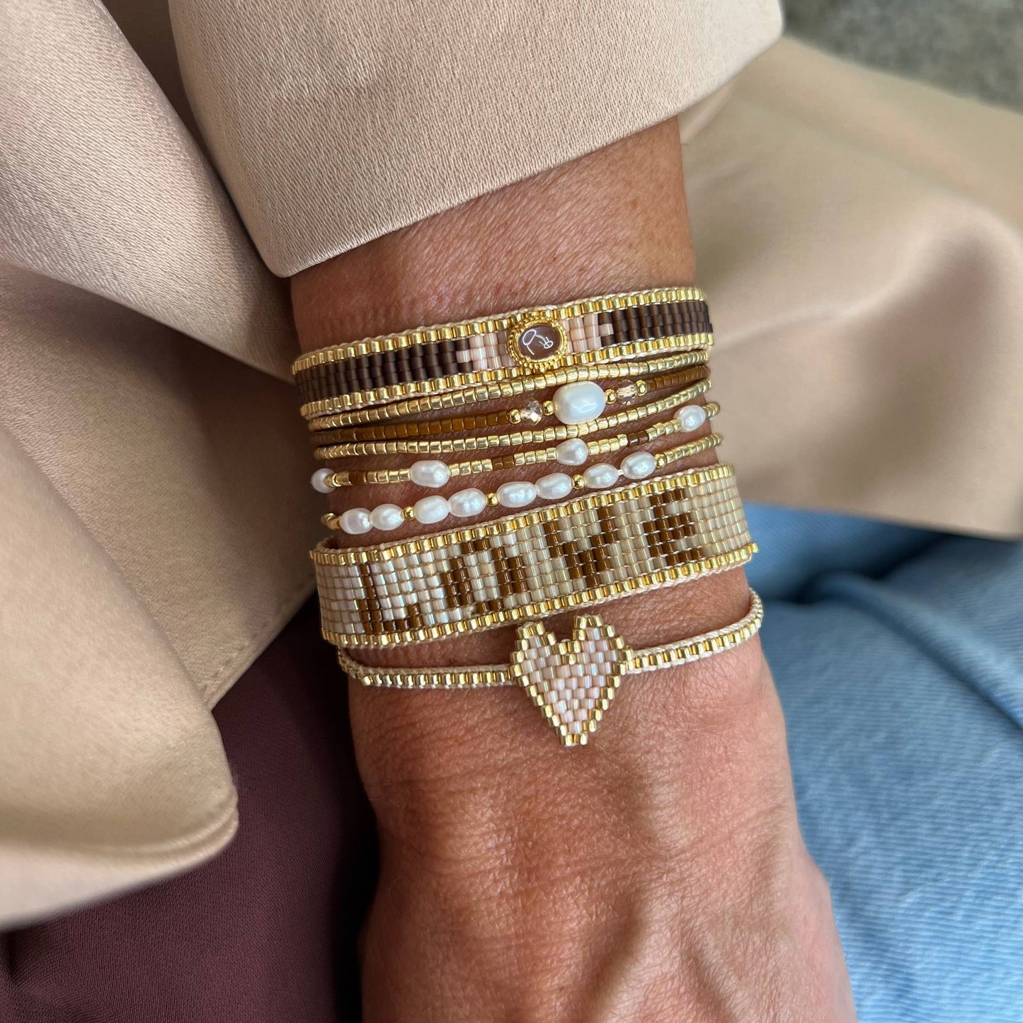 Bracciale regolabile alto 1.2cm con scritta LOVE - Lumiere Bijoux