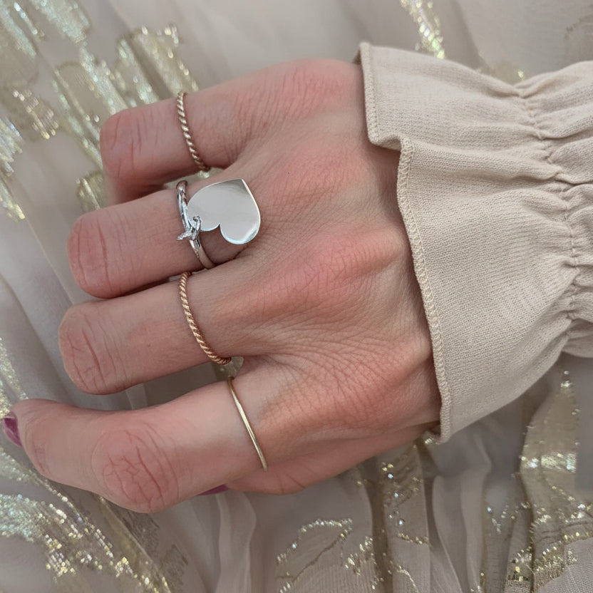 Anello regolabile con cuore pendente da 1,5 cm - Lumiere Bijoux