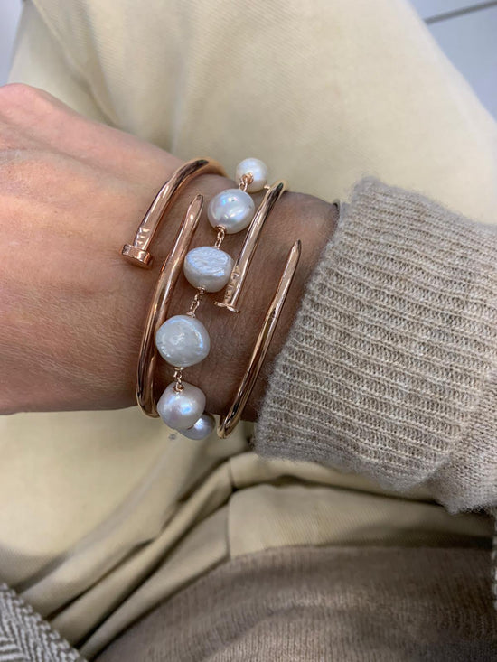 Bracciale rigido canna modulabile con vite grande rosé - Lumiere Bijoux