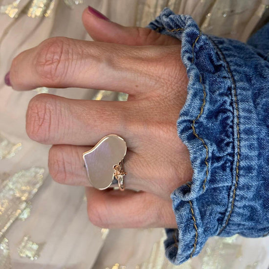 ANELLO DONNA FASCIA Argento 925 Pendente Cuore Regolabile Regalo - Foto 3