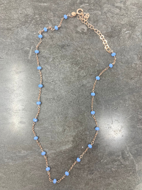 Collana cristalli azzurro polvere - cm 35