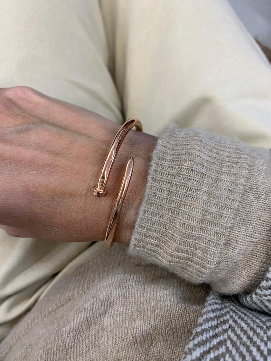 Bracciale rigido canna modulabile con vite grande rosé - Lumiere Bijoux