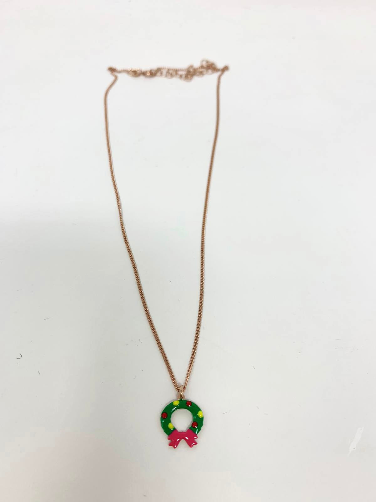 Collana catena grumette cm40 rosé con pendente di Natale “Ghirlanda” - cm 40