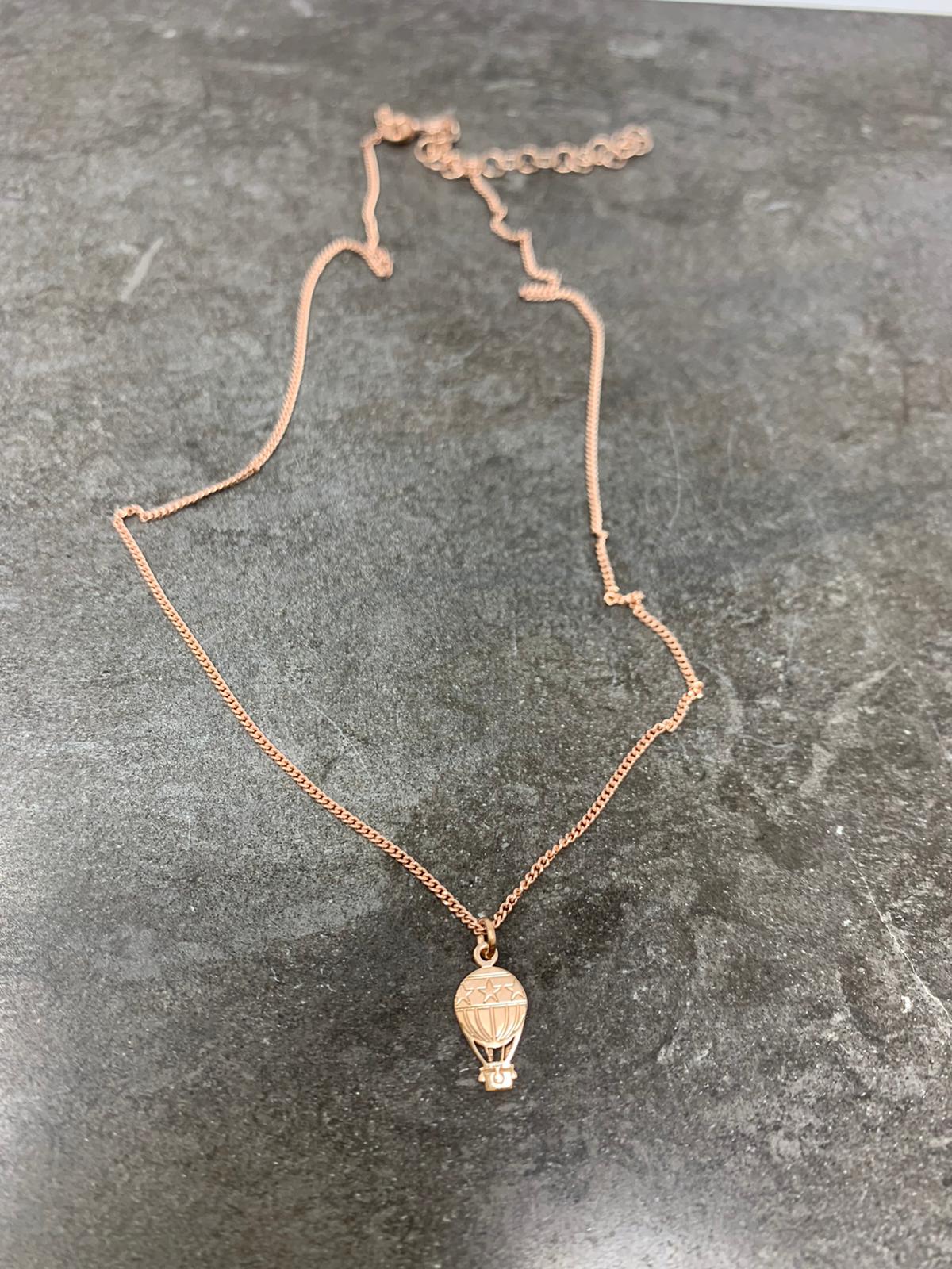 Collana catena grumette rosé 35 con mongolfiera - Lumiere Bijoux