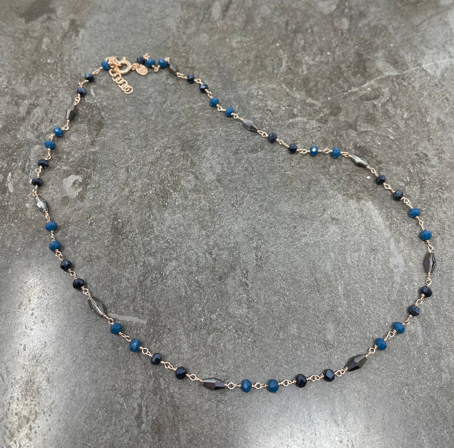 Collana cristalli neri, blu cm 40 - Lumiere Bijoux