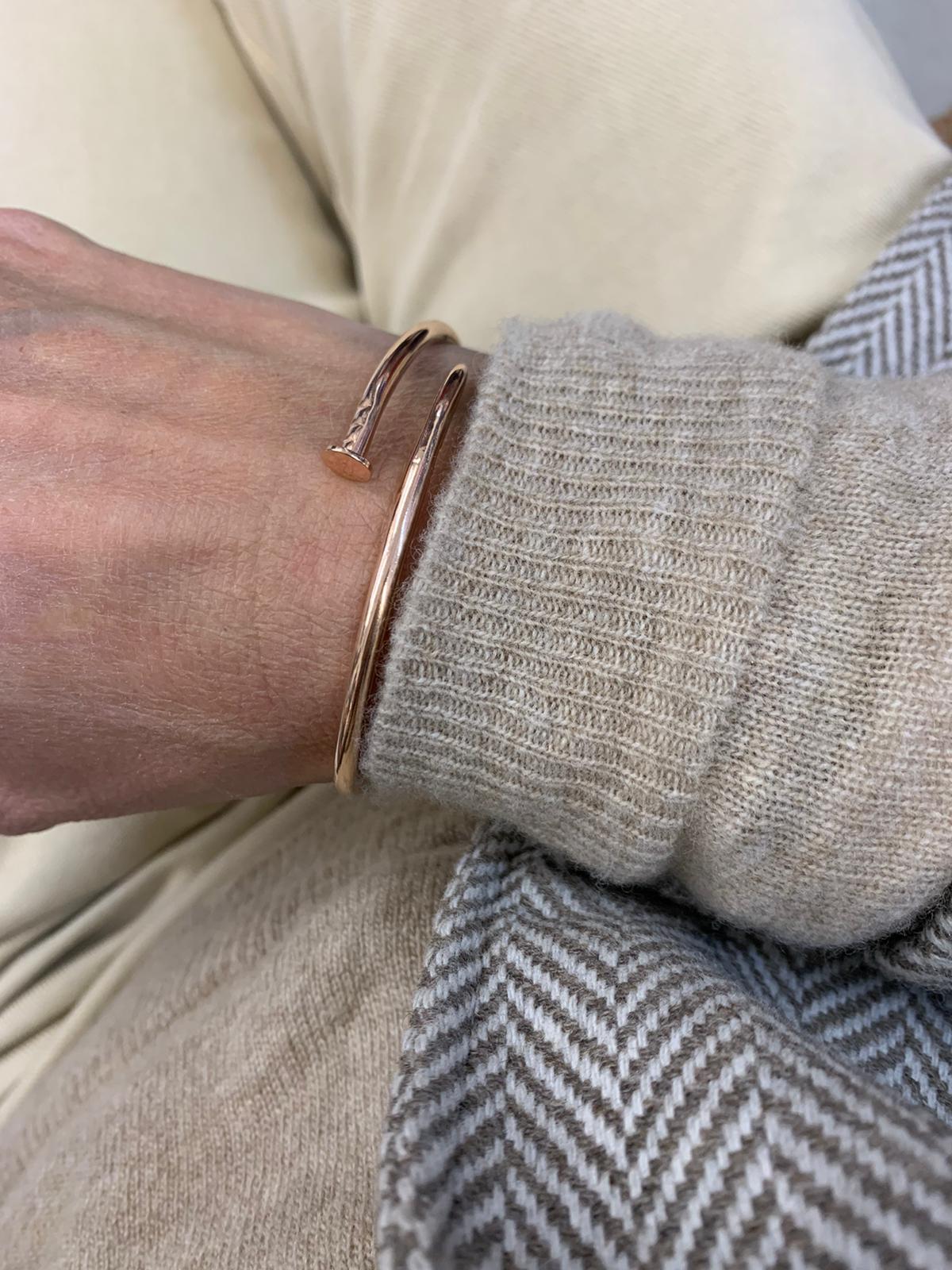 Bracciale rigido canna modulabile con vite piccola rosé - Lumiere Bijoux