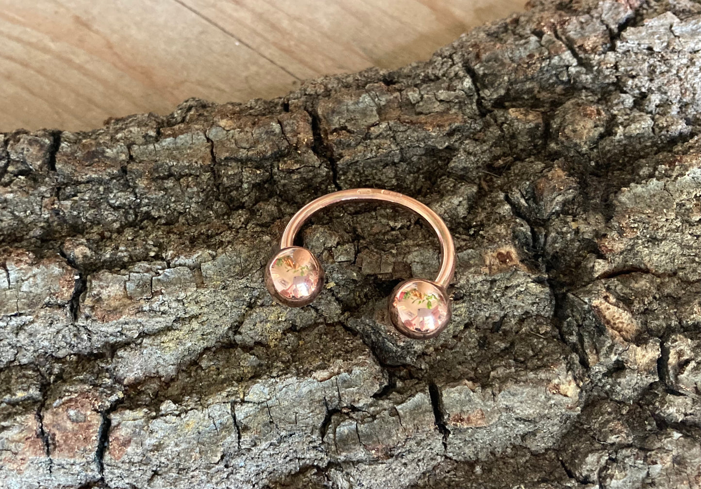 Anello con due sfere rosè/argento regolabile - Lumiere Bijoux