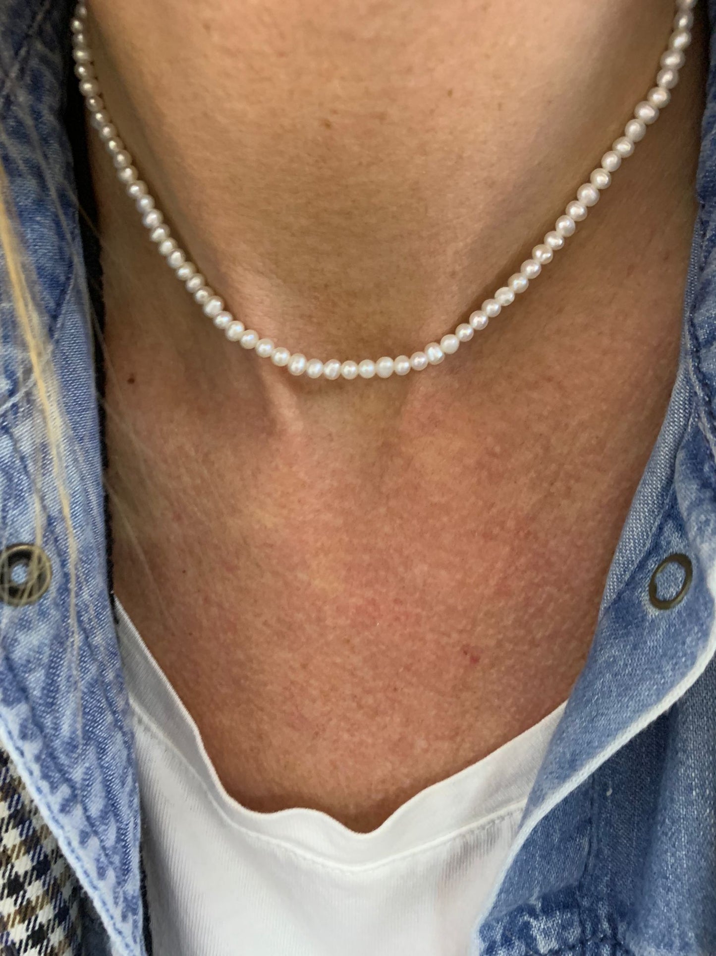 Collana choker di perle tonde irregolari - cm35